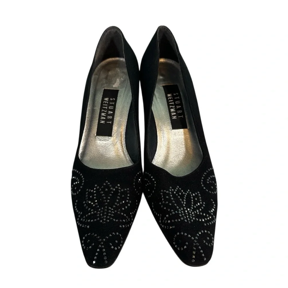 Stuart Weitzman Black Heels with Sparkling Details